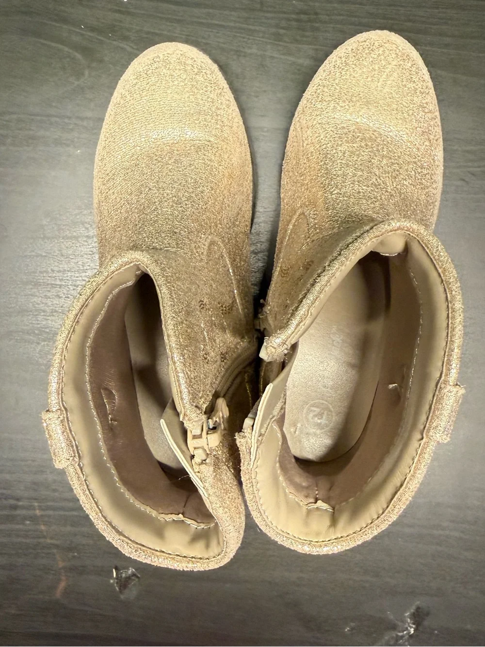 Cat & Jack Shimmery Gold Kid's Cowboy Boots with Side Zip